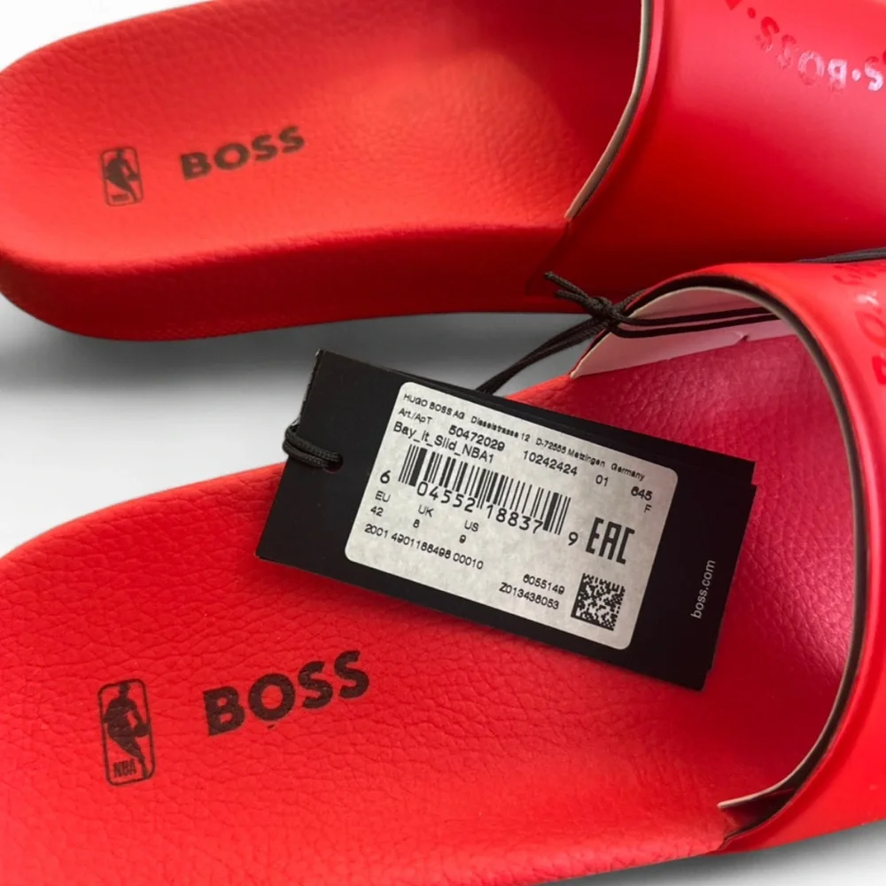 BOSS X NBA Red Bay It Slide Sandals Size US Men’s 9/ EU 42